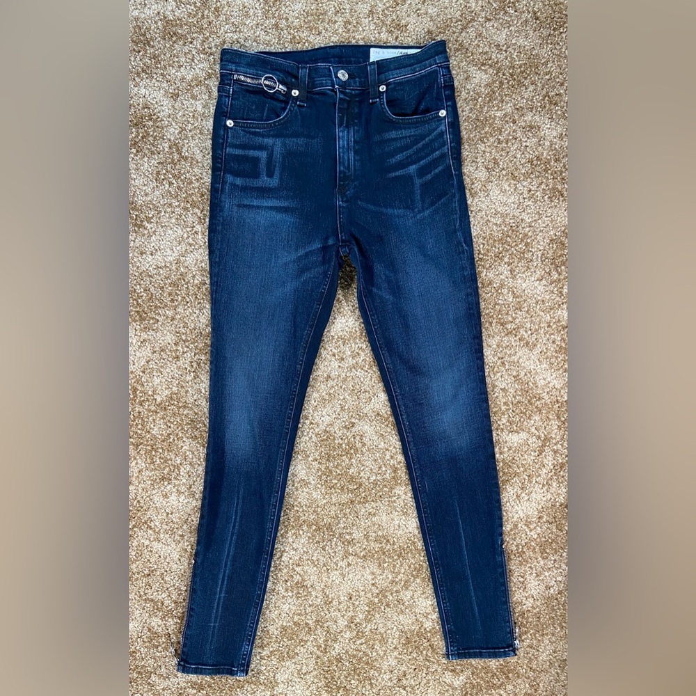 rag & bone /JEAN Skinny Jeans Black Brook Wash Ankle Zip Size 28